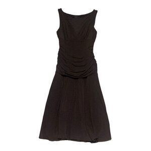 Y2K BCBGMAXAZRIA Chocolate Brown Size Small V Neck Ruched Front Formal Dress